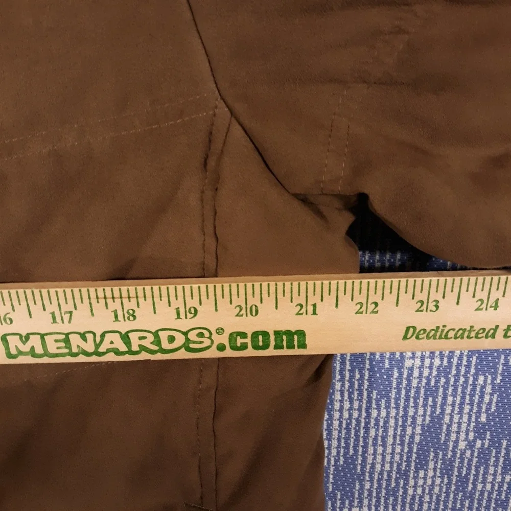 L.L. Bean Puffer Coat Jacket Womens Large Petite Goose Down Faux Fur Trim Brown - Picture 7 of 13